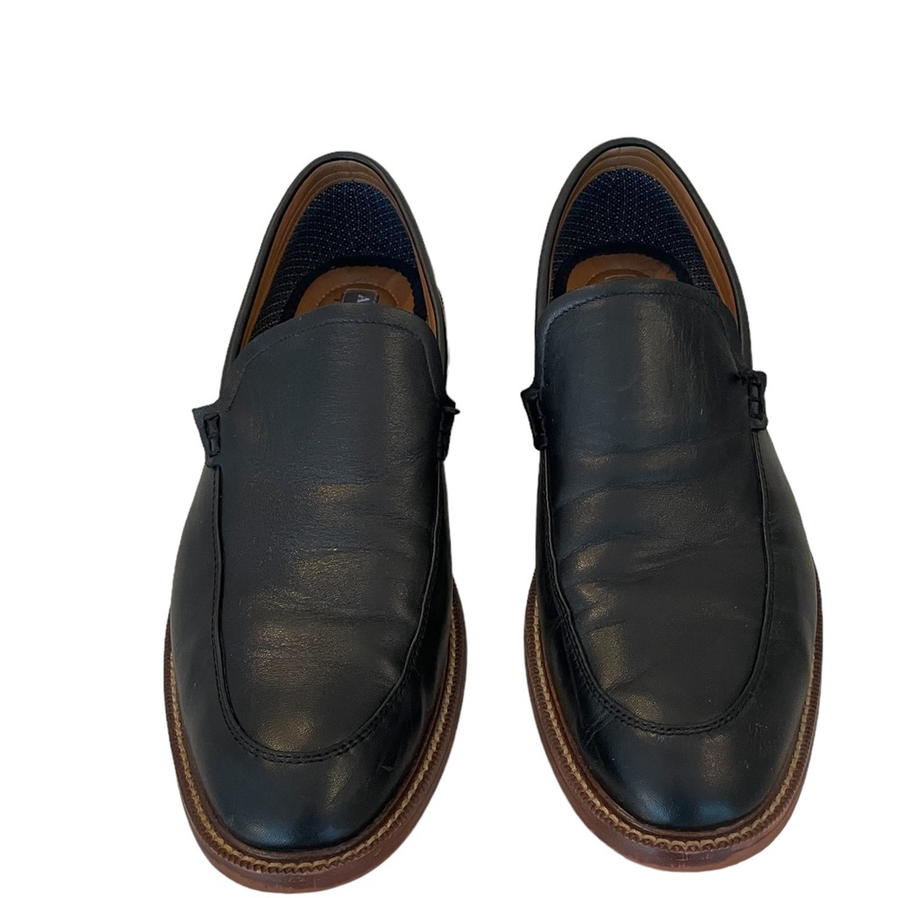 Aston Grey Shoes Mens 11M Black Leather Loafers Apron Toe Salkin Slip On
